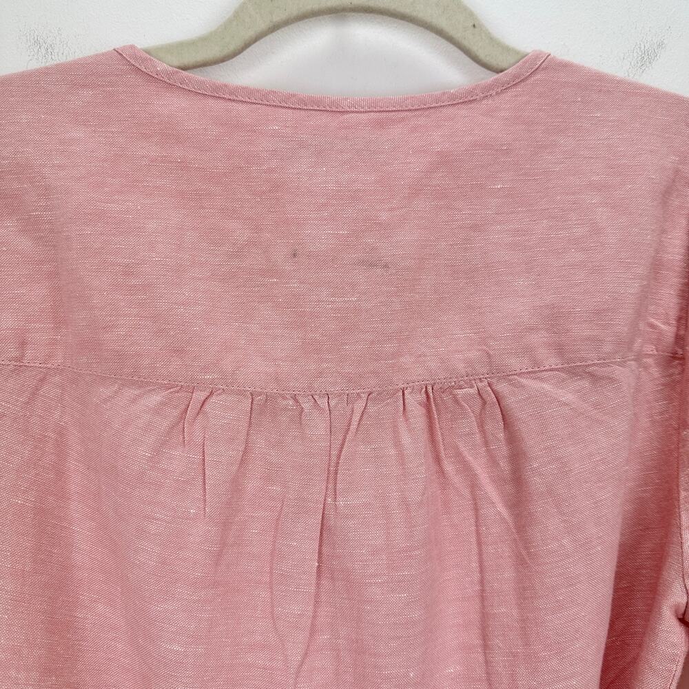 NEW Madewell Linen Blend Puff Sleeve Tassel Tie Jumpsuit Relaxed Fit Pink XXS - Picture 16 of 16